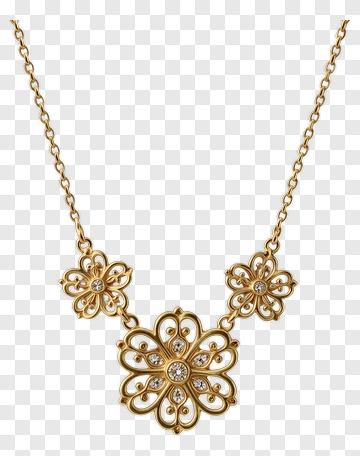 Gold Flower Necklace With Diamond Accents PNG
