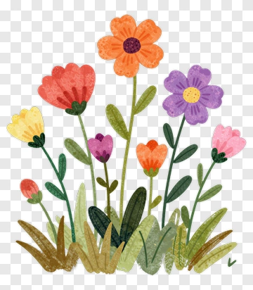 Colorful Flowers In A Garden PNG