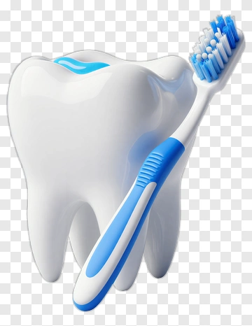 White Tooth With Blue Toothbrush PNG