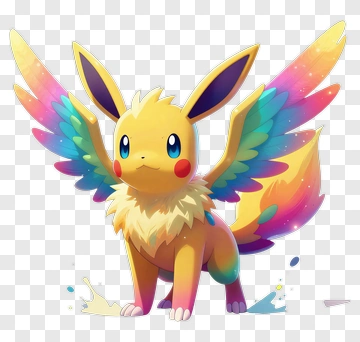 Winged Eevee With Rainbow Feathers PNG