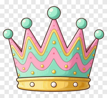 Cartoon Crown With Pink And Mint Green Design PNG