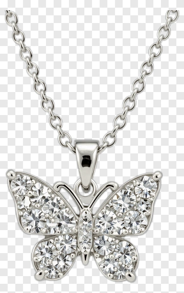 Butterfly Pendant With Diamonds PNG