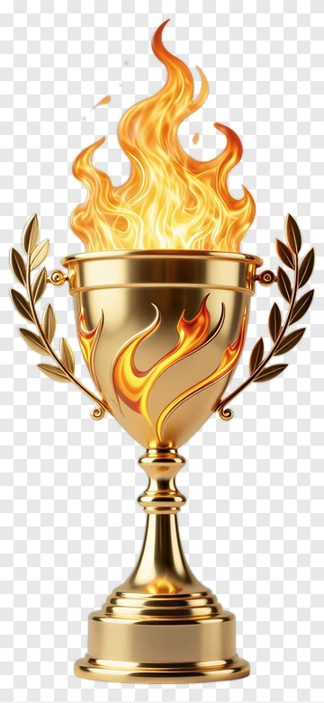 Golden Trophy With Fire PNG
