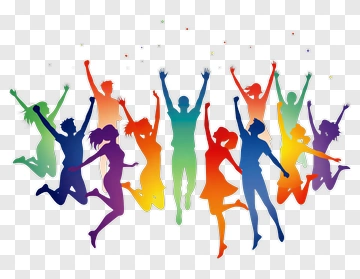 Rainbow Silhouettes Jumping In Celebration PNG