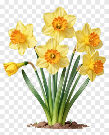 Yellow Daffodil Blooms PNG