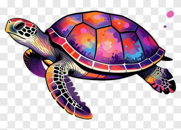 Colorful Sea Turtle PNG