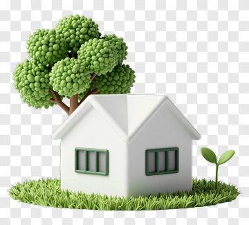 White House With Green Tree And Sprout PNG
