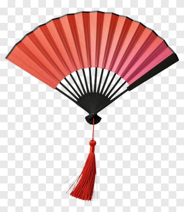 Traditional Paper Fan With Red Tassel PNG