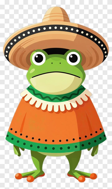 Frog In Traditional Sombrero Outfit PNG