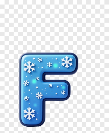 Blue 3D Letter F With Snowflakes PNG