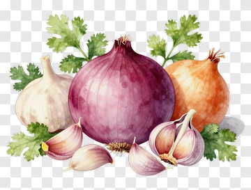 Fresh Onion Garlic And Parsley PNG