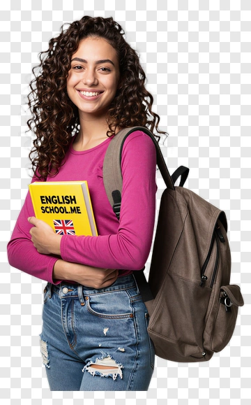 Smiling Student Holding English Book PNG