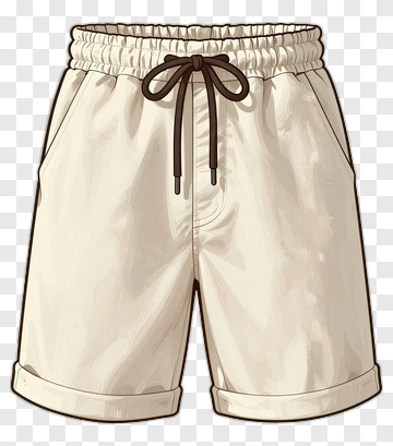 Beige Shorts With Brown Drawstring PNG