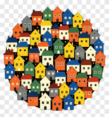 Circle Of Colorful Houses PNG