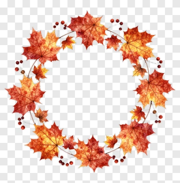 Autumn Leaves Wreath With Berries PNG
