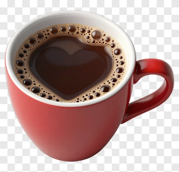 Heart-shaped Coffee In Red Cup PNG