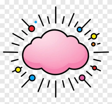 Pink Cloud With Colorful Sunburst PNG