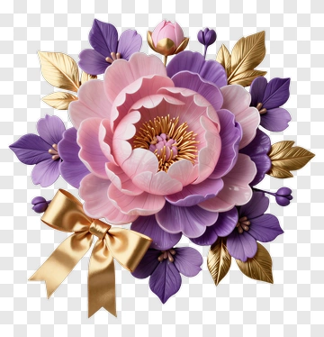 Elegant Floral Bouquet With Gold Accents PNG