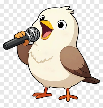 Cartoon Bird Singing Into Microphone PNG