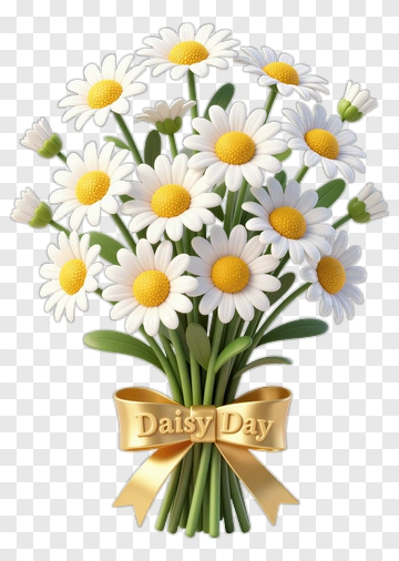 Daisy Bouquet With Gold Bow PNG