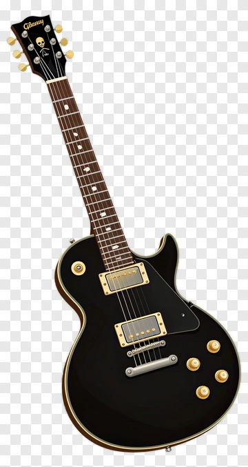 Black Guitar With Gold Hardware PNG