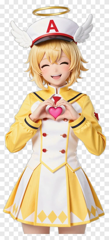 Anime Angel Figurine With Wings And Heart PNG