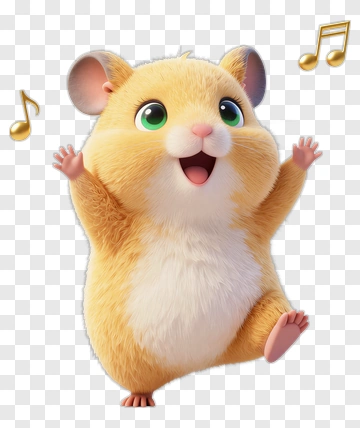 Happy Hamster Dancing With Music Notes PNG