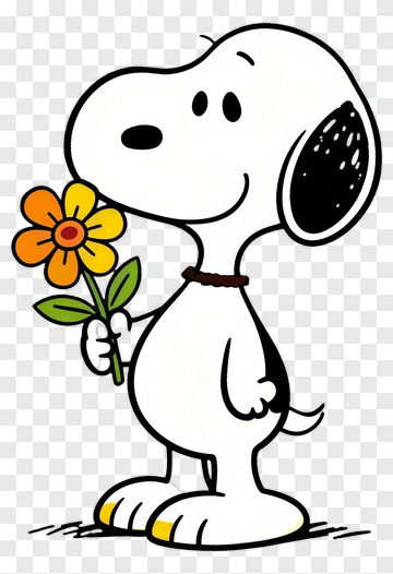 Snoopy Holding A Flower PNG