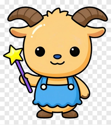 Cute Goat With Magic Wand PNG
