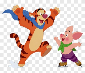 Tigger And Piglet Skating Together PNG