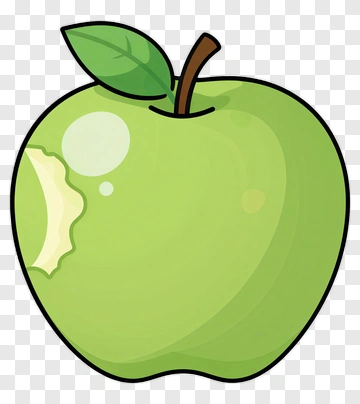 Green Apple With Bite Mark PNG