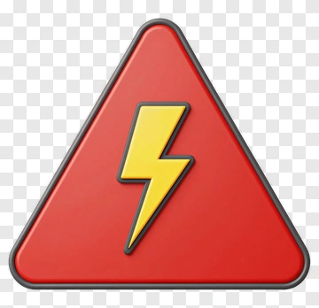Red Triangle Warning Sign With Lightning PNG