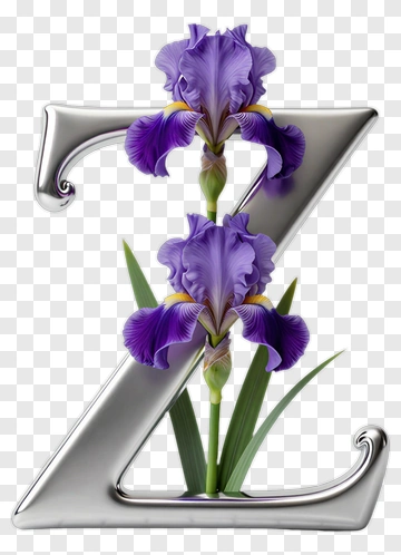 Letter Z With Iris Flower PNG