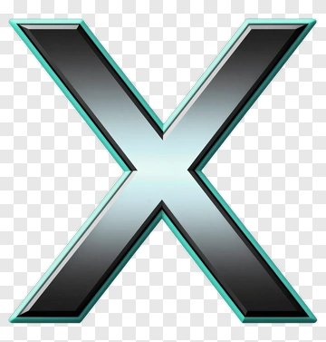 3D Letter X With Cyan Outline PNG