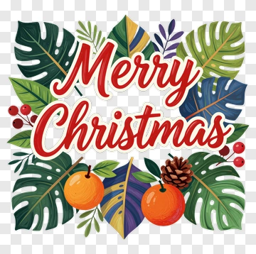 Merry Christmas With Tropical Holiday Design PNG
