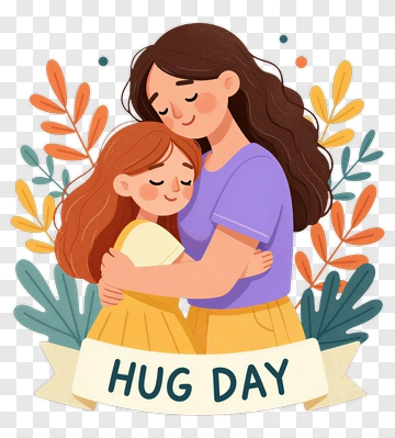 Mother And Daughter Hug Day PNG