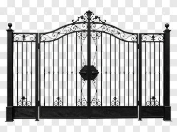 Black Iron Gate With Ornate Design PNG