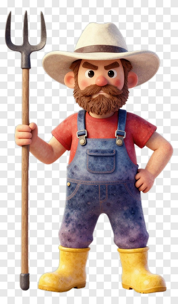 Farmer Holding Fork PNG