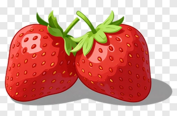 Two Strawberries With Green Leaves PNG
