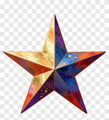 Colorful Star With Paint Splatter Design PNG