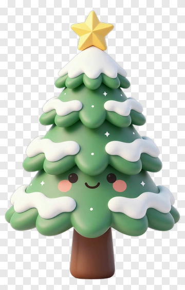 Cute Christmas Tree With Face PNG