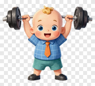 Baby Lifting Barbell With Joy PNG