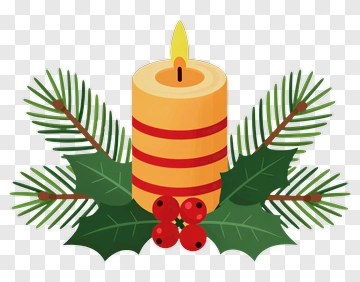 Candle With Pine And Holly PNG