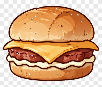 Cartoon Hamburger With Cheese And Patty PNG