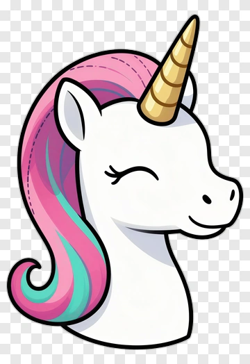 Cute Cartoon Unicorn With Colorful Mane PNG