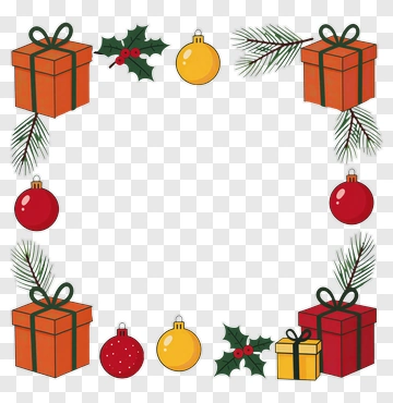 Christmas Gift Box Ornament Frame PNG