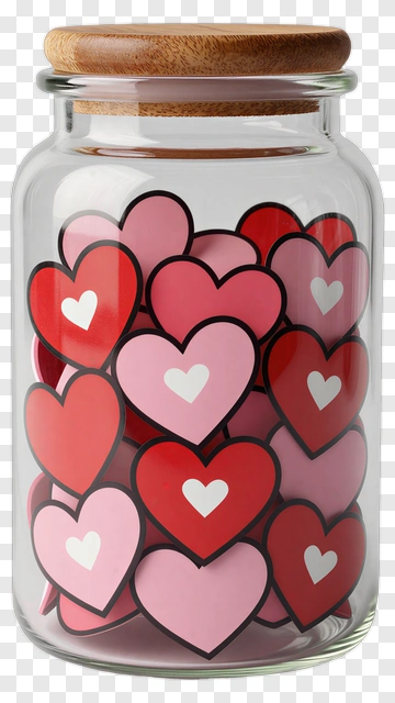 Glass Jar Filled With Hearts PNG