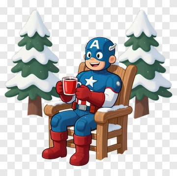 Captain America Relaxing With Hot Chocolate PNG