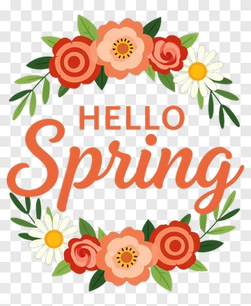 Hello Spring Flower Wreath PNG