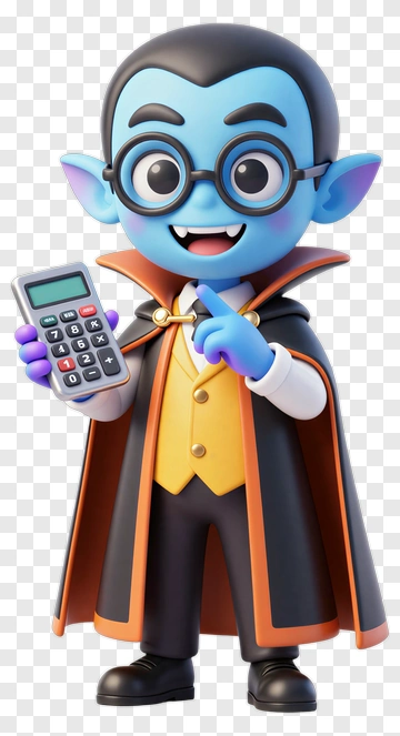 Blue Vampire With Calculator PNG